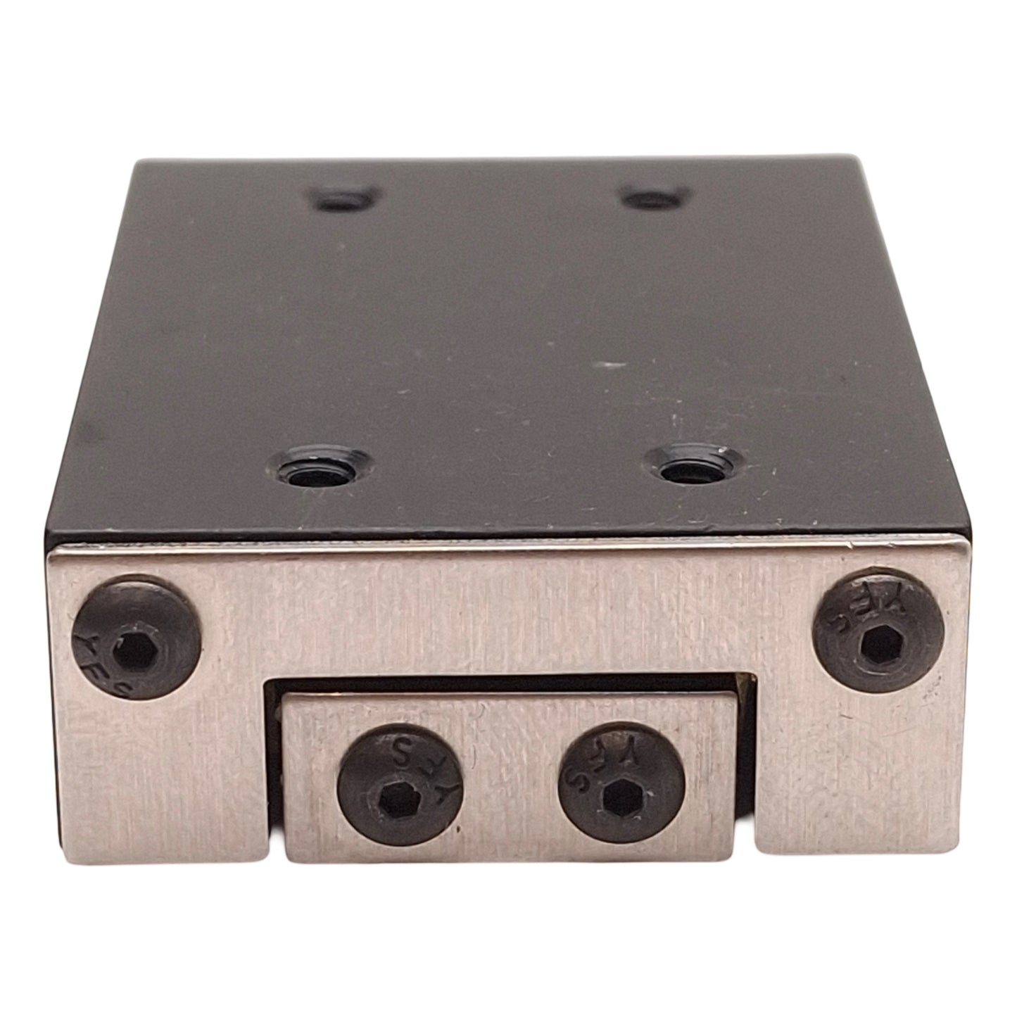 Used Deltron RS1-1 Crossed Roller Slide, 1in Travel, 2x1.5", 6-32 UNC2-B, 132lbs Load
