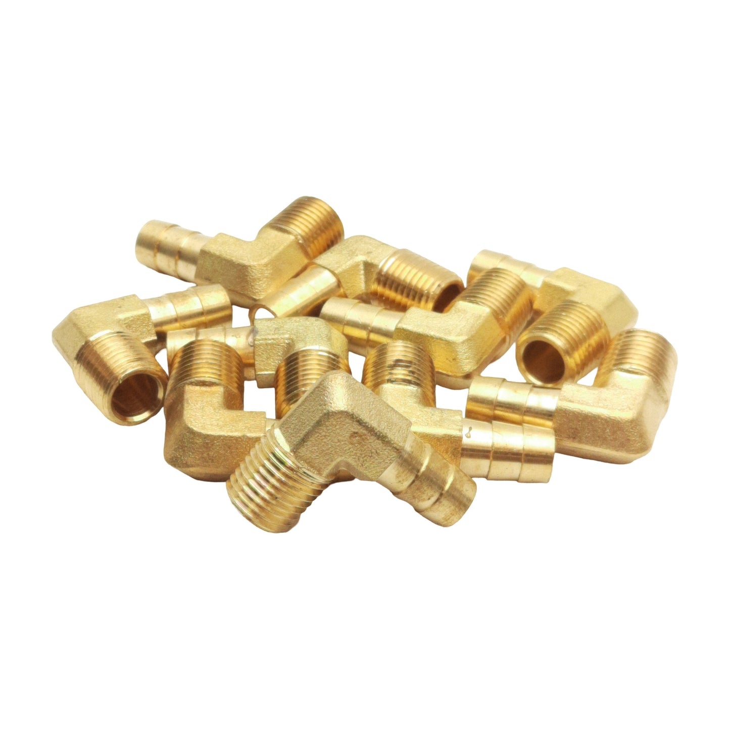 New Lot of 10 Midland 32041 Elbow Fitting, 3/8in Hose Barb, 1/4in Male NPTF, 150psi