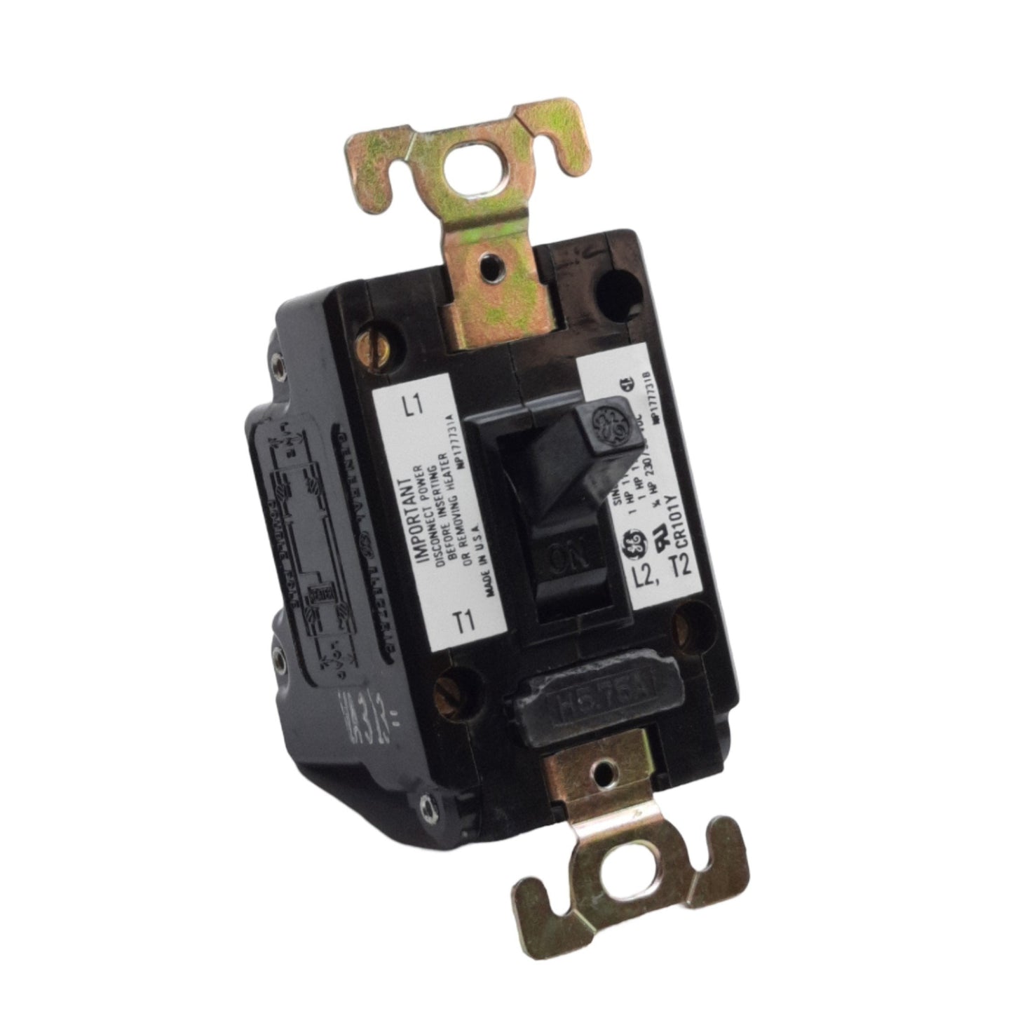 Used General Electric CR101Y Manual Motor Starter Switch, 2-Pos, 230V AC/DC 16A