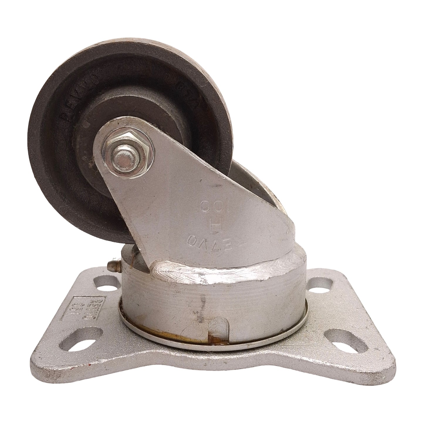 Used Lot of 4 Revvo TSH 100 CI1H Cast Iron Swivel Caster, ø4in x 1-3/4in, 700lbs Load