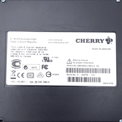 Used Cherry G84-4420LUBEU-2 UltraSlim Mechanical Keyboard w/ Trackball, 75%, Tactile