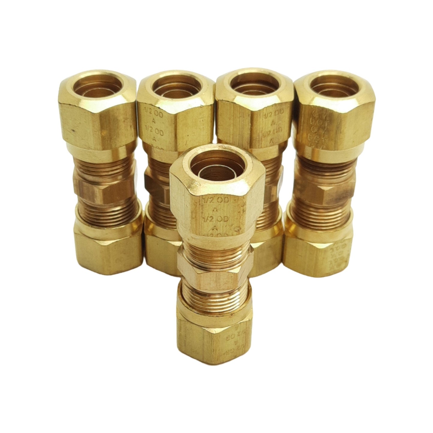 New Lot of 5 Midland 38021 Brass Brake Union, ø1/2in x ø1/2in Tube OD, 150psi