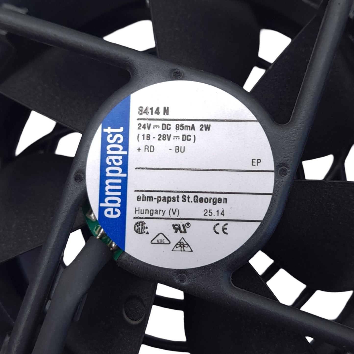 Open box ebm-papst 8414 N Axial Compact Fan, 3100 RPM, 69 m3/h, 24 VDC, 18-28 VDC, 1.8 W