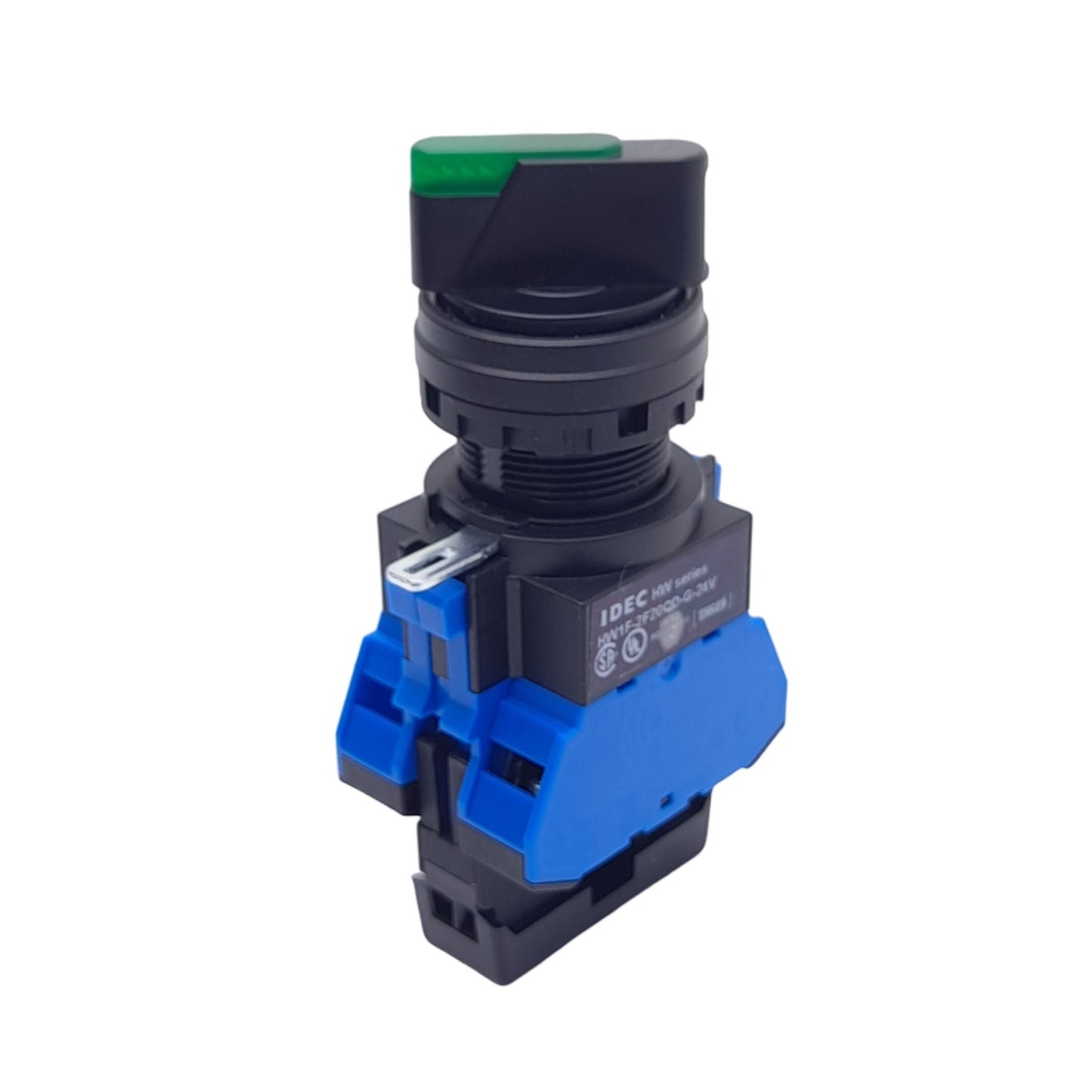 New IDEC HW1F-2F20QD-G-24V Selector Switch w/ Green LED, ø22mm, 24VDC, 2 N.O.