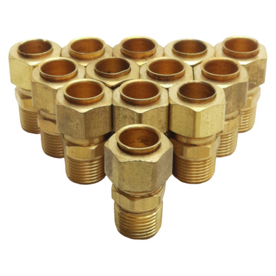 New Lot of 13 Midland 26194 Compression Fitting, ø1/2in Tube OD, 3/8in Male NPTF
