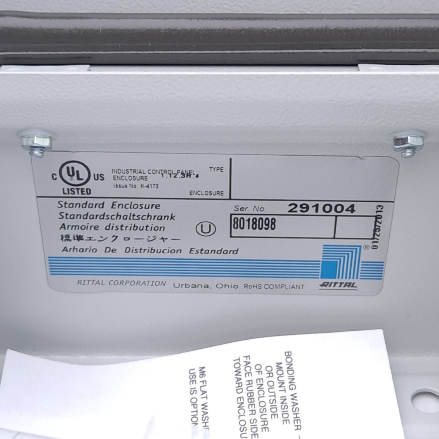 New Rittal JB 8018098 Carbon Steel Junction Box Enclosure, 6x6x4in, 1.5mm Walls