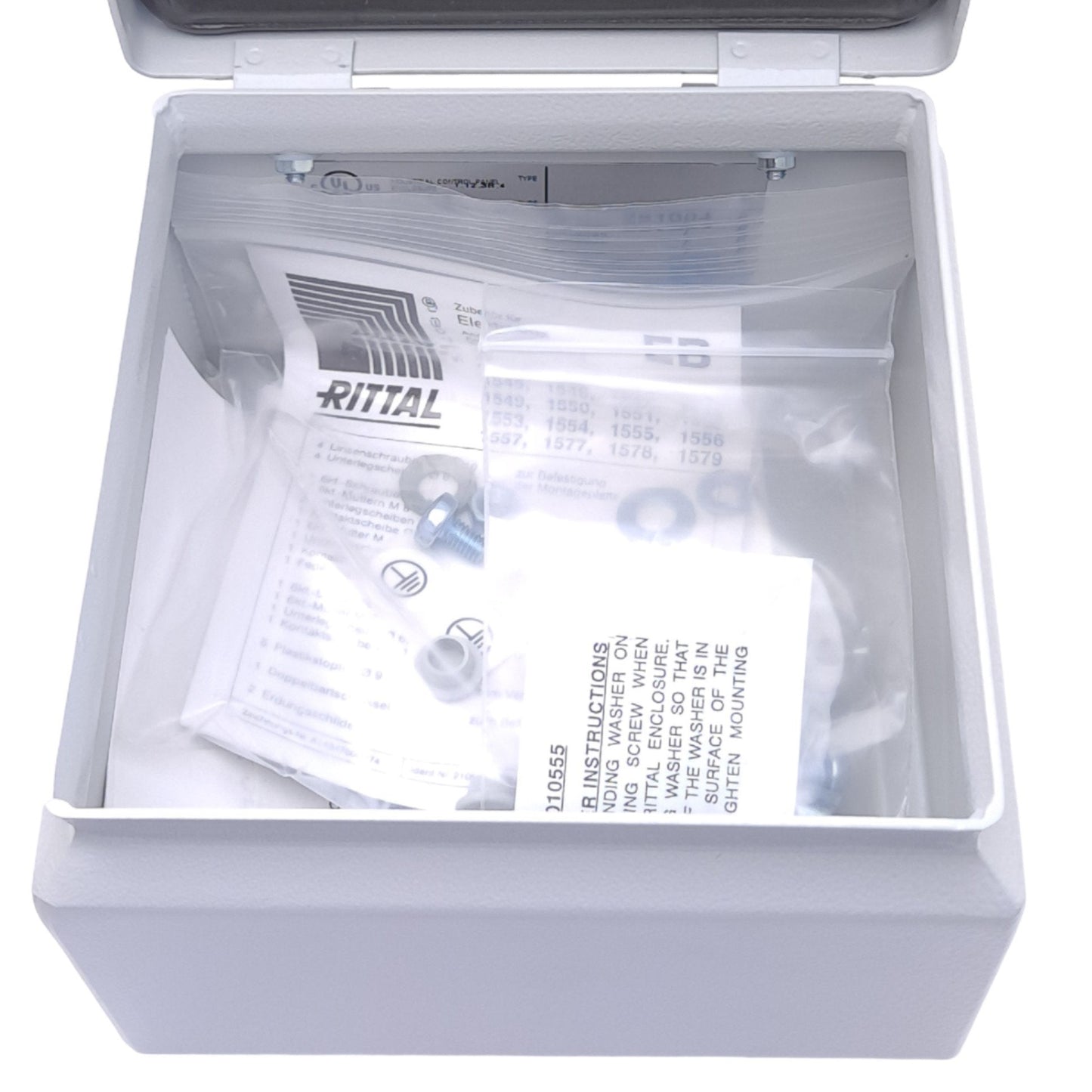 New Rittal JB 8018098 Carbon Steel Junction Box Enclosure, 6x6x4in, 1.5mm Walls