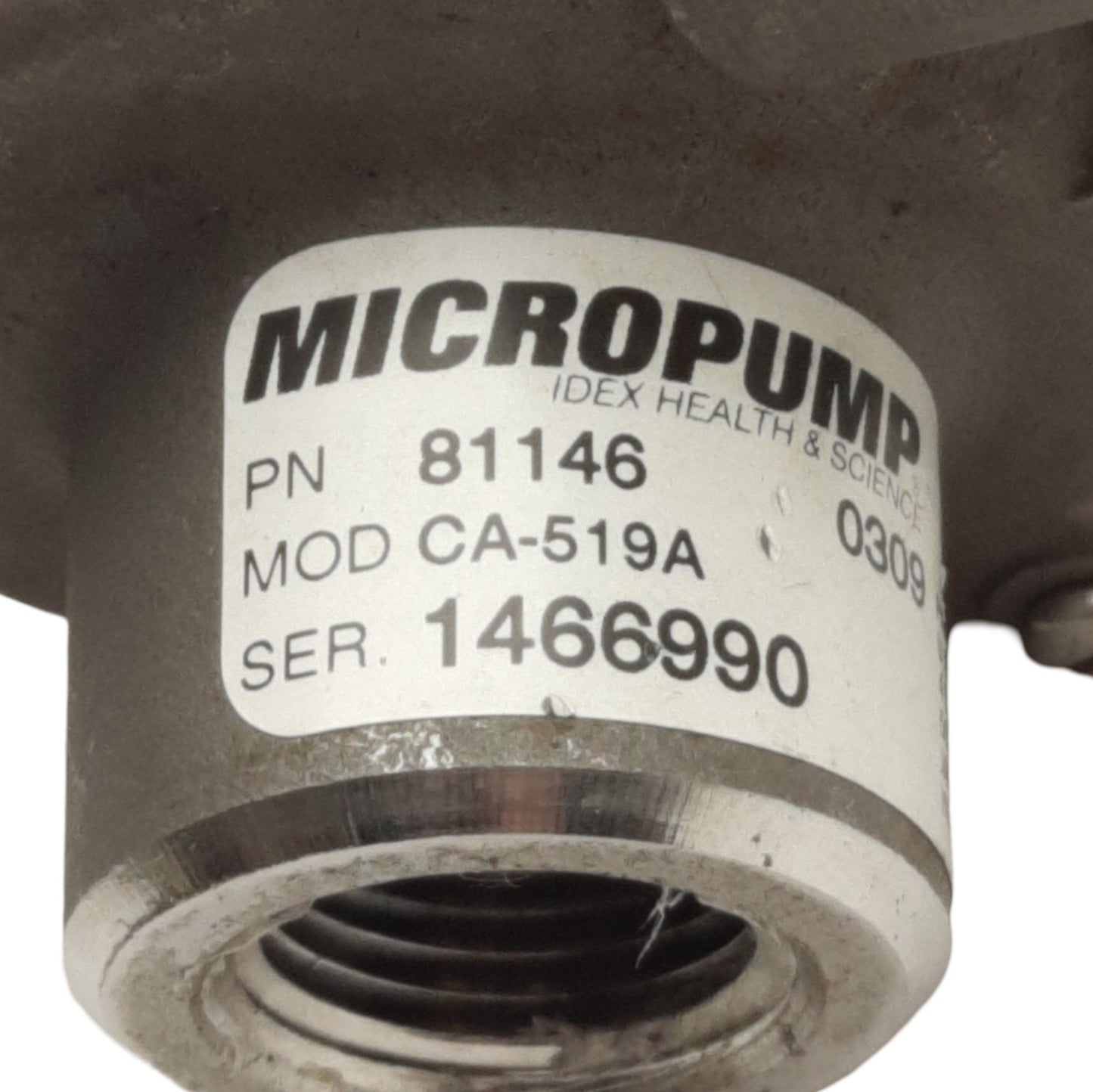 Used Idex CA-519A MicroPump Centrifugal Magnetic Drive Pump Head, 24L/min, 5.95m Head