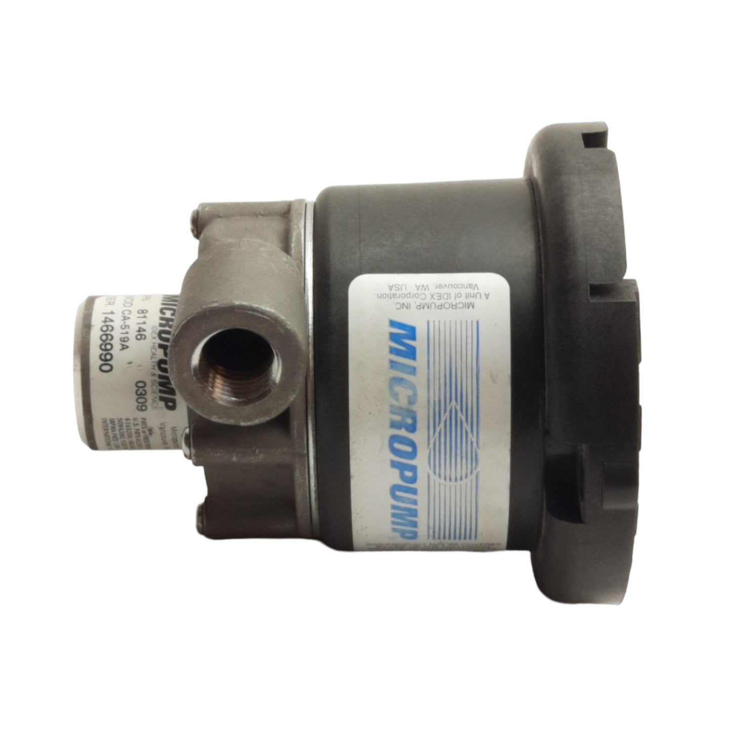Used Idex CA-519A MicroPump Centrifugal Magnetic Drive Pump Head, 24L/min, 5.95m Head