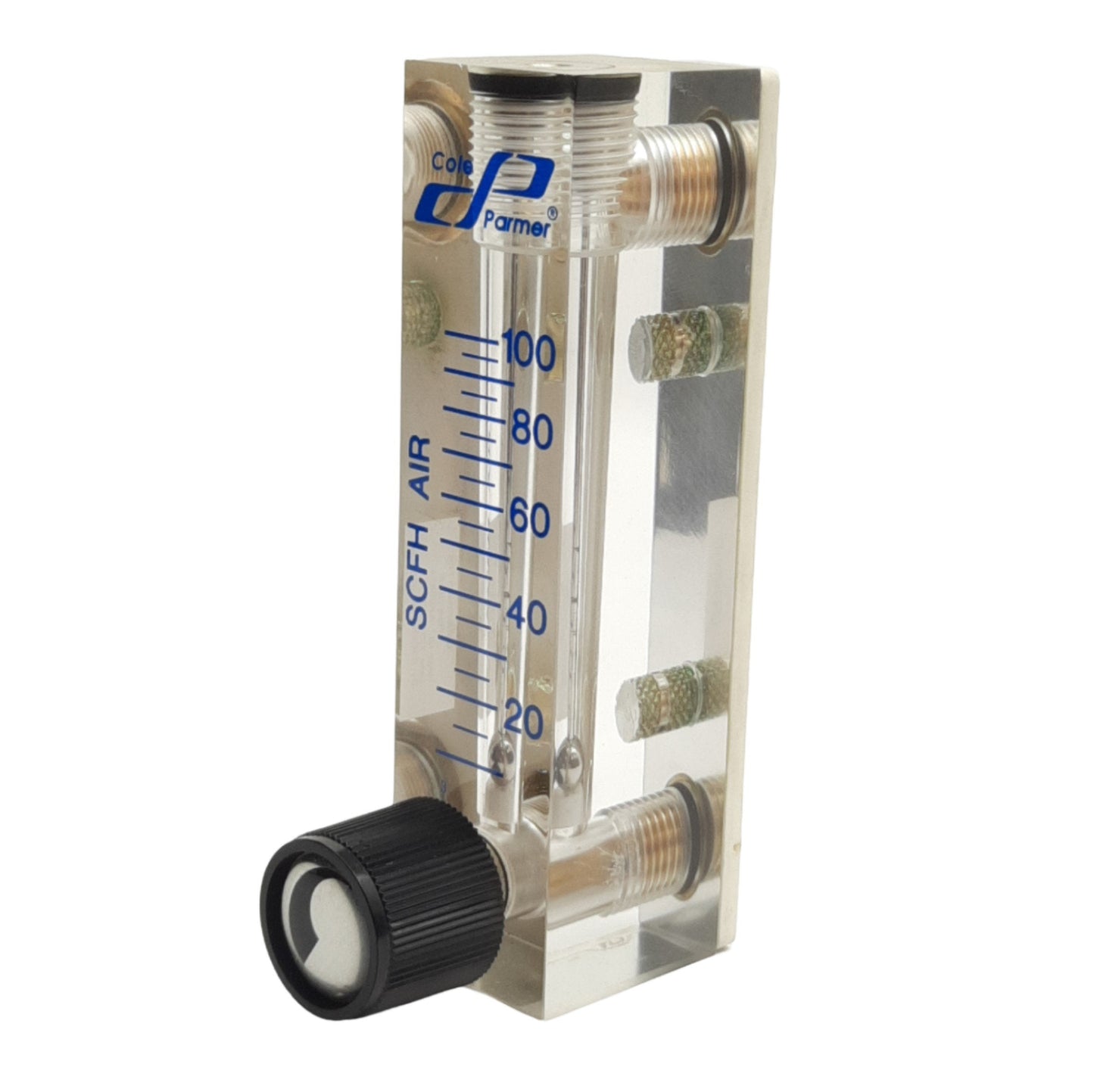 Used Cole Parmer FR2A07BVBN-CP Flow Meter, 100SCFH Air, 1/8in NPT, 100psig Max