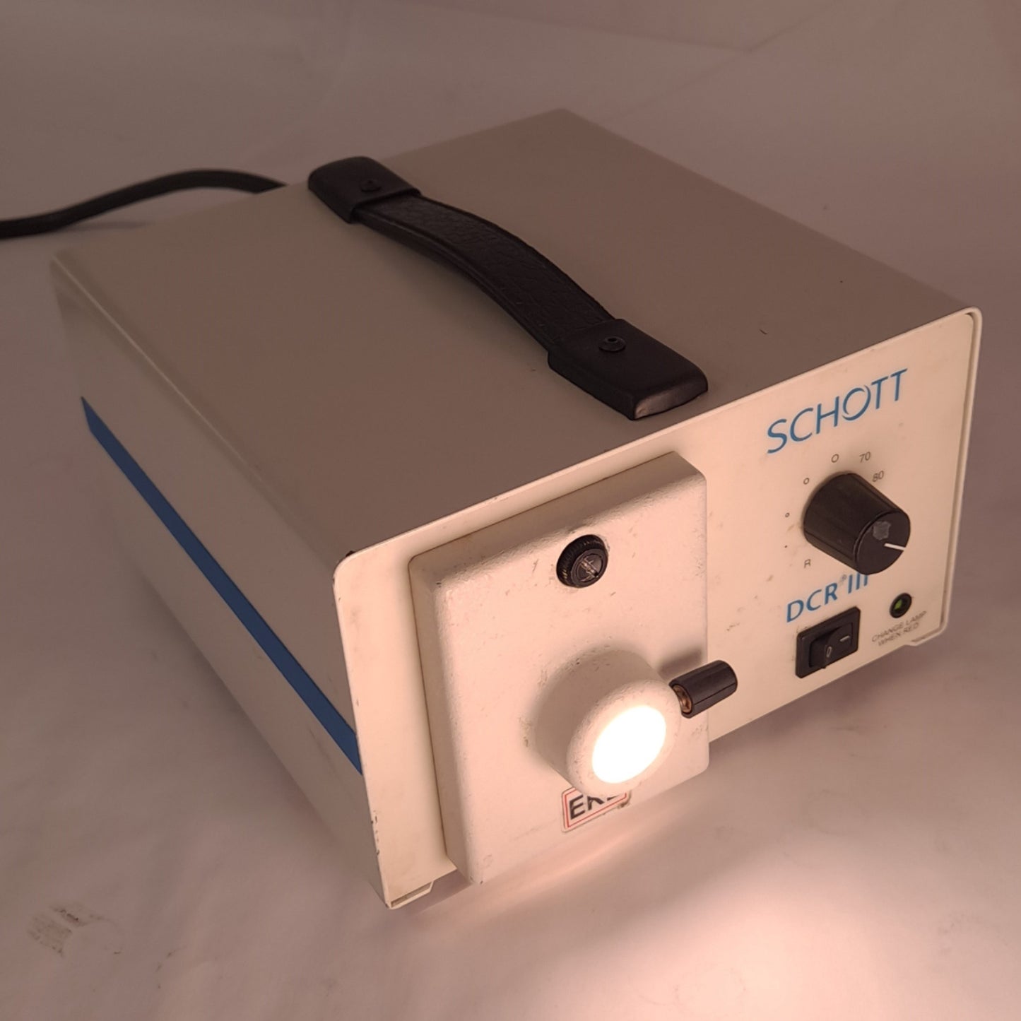 Used Schott 20800 DCR III EKE Fiber Optic Light Source, ø18mm, 150W, 90-250VAC 2.5A