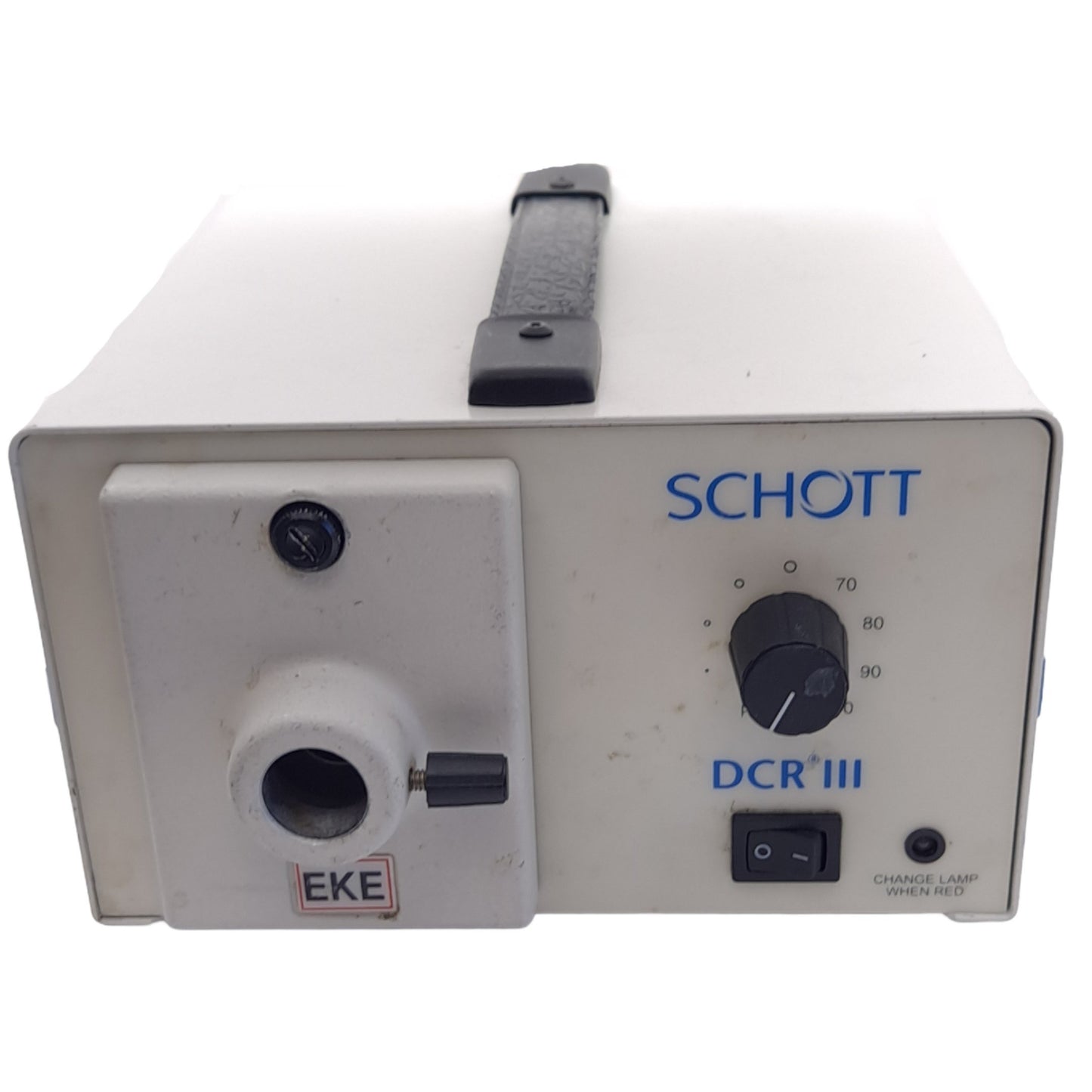 Used Schott 20800 DCR III EKE Fiber Optic Light Source, ø18mm, 150W, 90-250VAC 2.5A