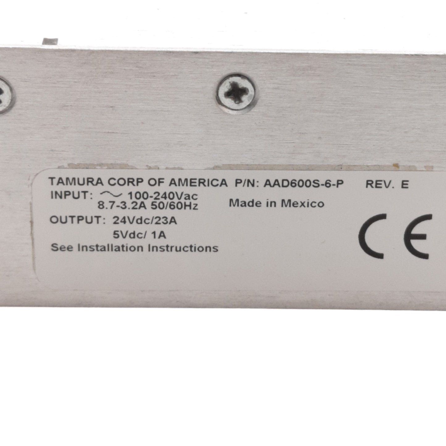 Used Tamura AAD600S-6-P Power Supply, 100-240VAC Input, 24VDC 23A/5VDC 1A Output 600W