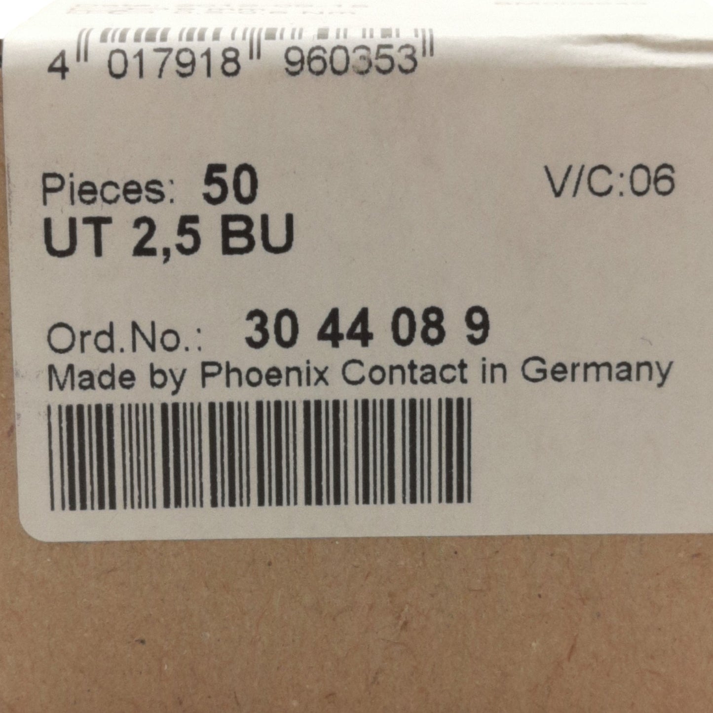 New Lot of 50 Phoenix Contact UT 2,5 BU Feed-Through Terminal Block 600V 20A, 2.5mm²