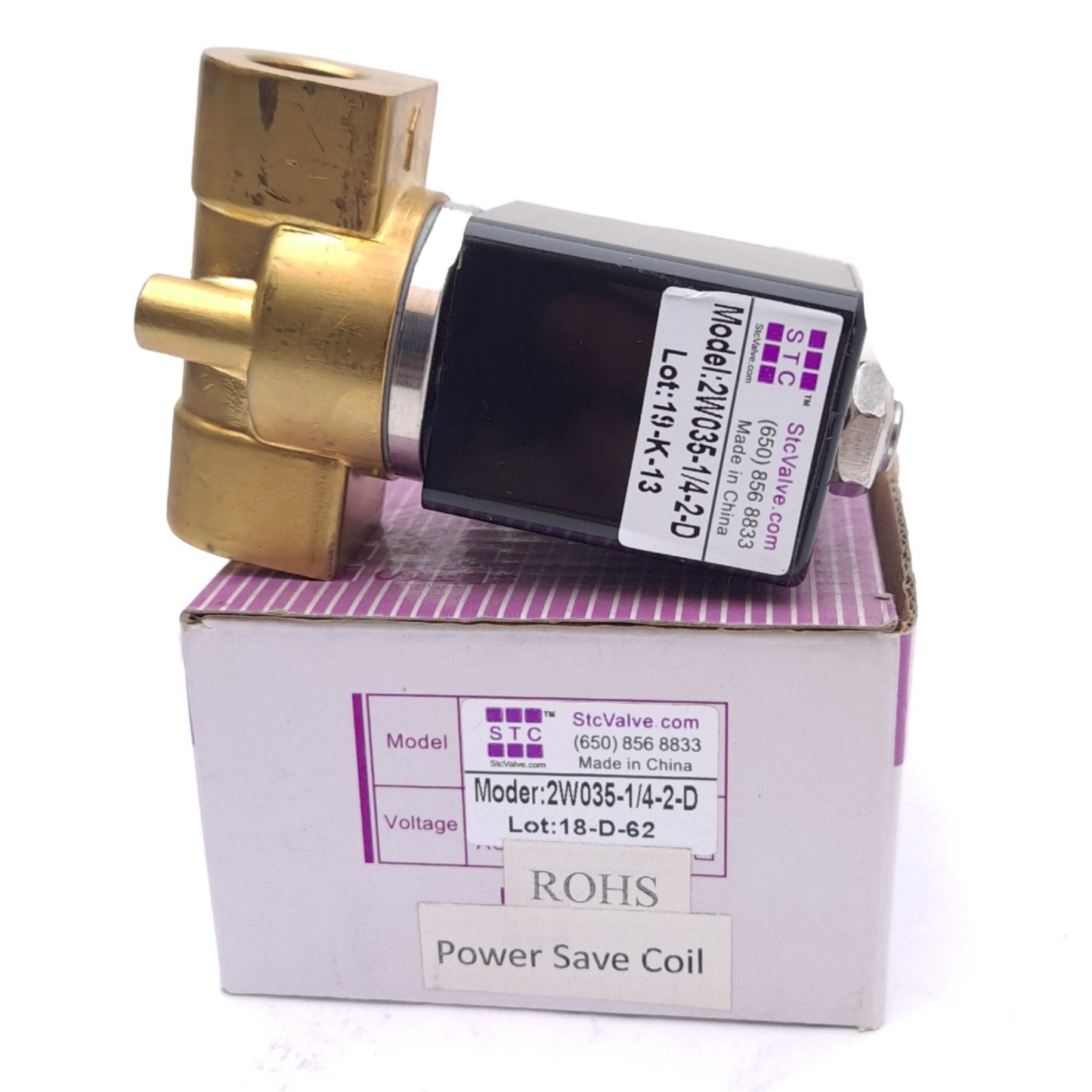 New STC 2W035-1/4-2-D Solenoid Valve, 2-Way N.C. Direct Acting, 1/4 NPT, 150PSI, 24V