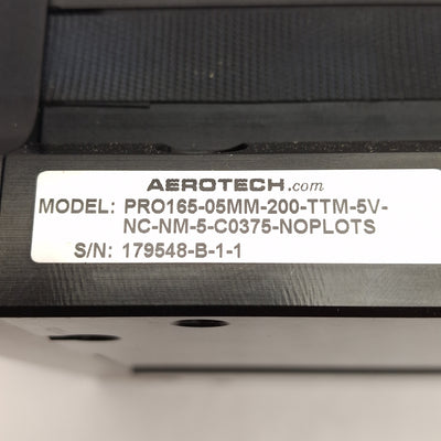 Used Aerotech PRO165-05MM-200 Linear Stage 5mm Lead, 200mm Stroke, 165x162mm, NEMA 23