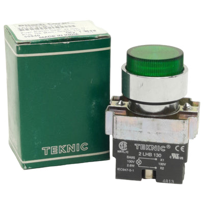New Altech 2ALP3LB-110 Pushbutton, 22mm, Green, Illuminated LED, 110V, Panel Flush
