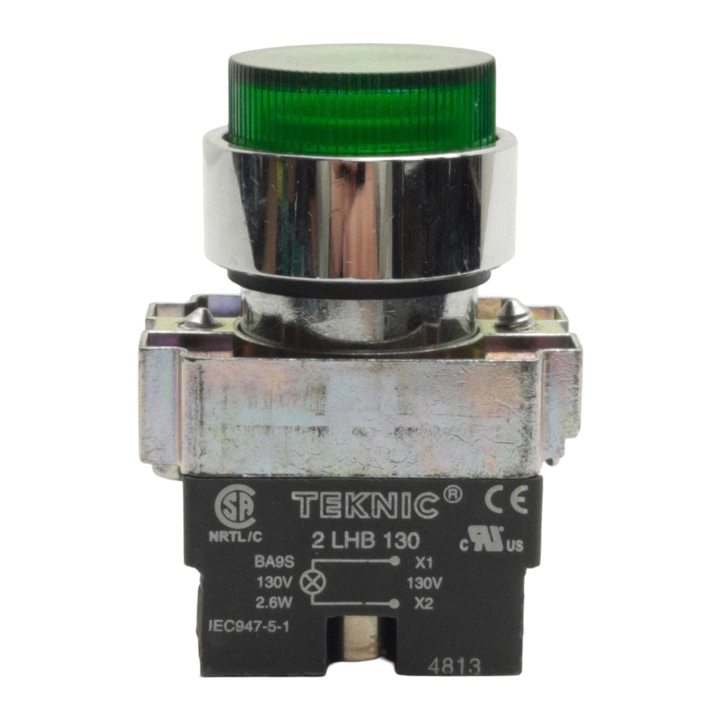 New Altech 2ALP3LB-110 Pushbutton, 22mm, Green, Illuminated LED, 110V, Panel Flush