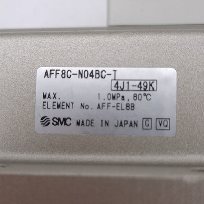 New SMC AFF8C-N04BC-T Pneumatic Filter w/ Auto Drain, 3μm 1500L/min, 1/2 NPT, 1.0MPa