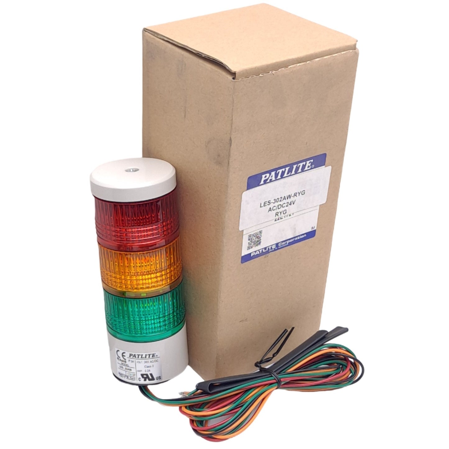 New Patlite LES-302AW-RYG LED Light Signal Tower, ø50mm, Red Yellow Green, 24V AC/DC
