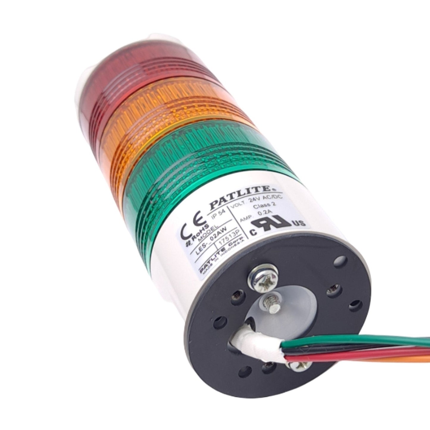 New Patlite LES-302AW-RYG LED Light Signal Tower, ø50mm, Red Yellow Green, 24V AC/DC