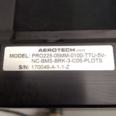 Used Aerotech PRO225-05MM-0100 Linear Stage 5mm/rev, 100mm Stroke, 250x225mm, NEMA 34