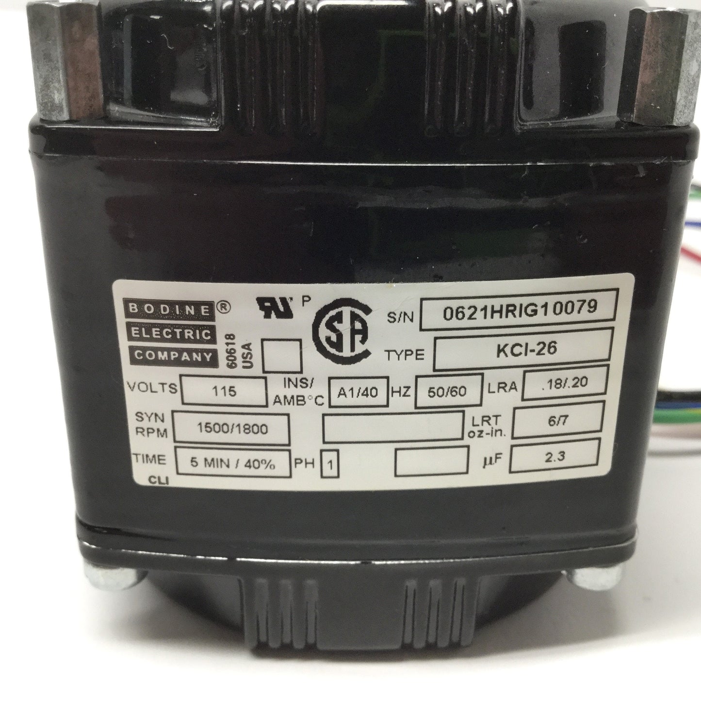 Used Bodine KCI-26 Model 0621 Capacitor Start AC Torque Motor 115VAC, 7oz-in