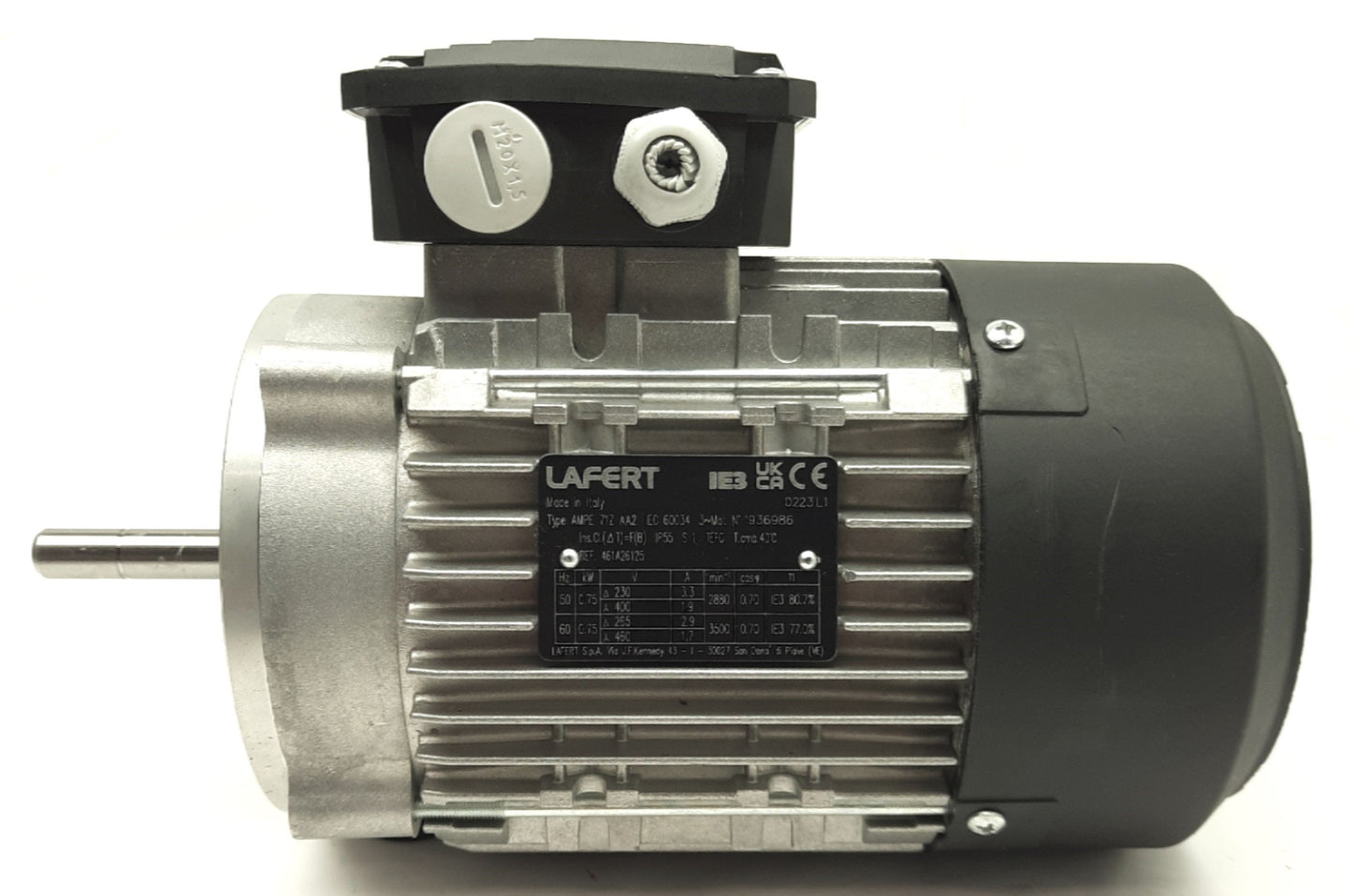 Used LAFERT AMPE 71Z AA2 Pump Motor .75kW 3500RPM 3PH 230/460VAC 3.3/1.7A 71Z Frame
