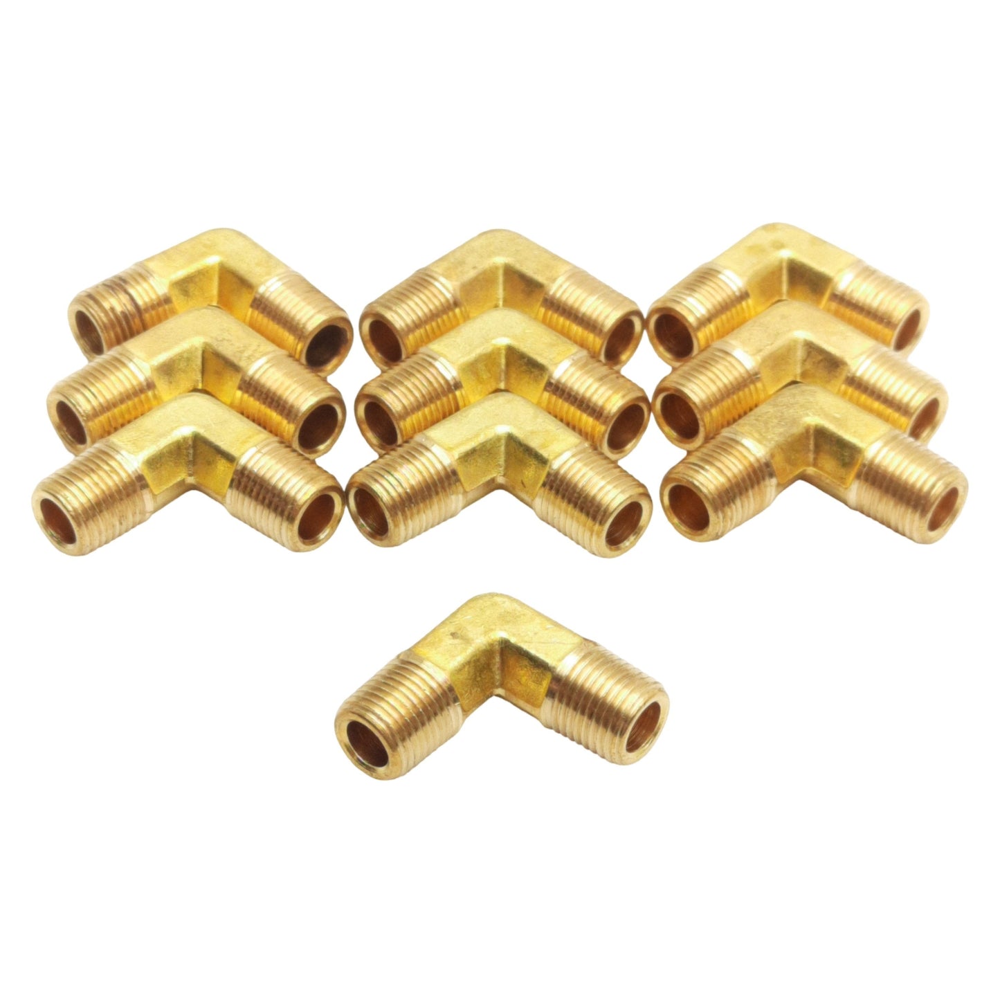 New Lot of 10 Midland 28266 Brass Fitting Elbow, 1/8in x 1/8in Male NPTF, 1200psi