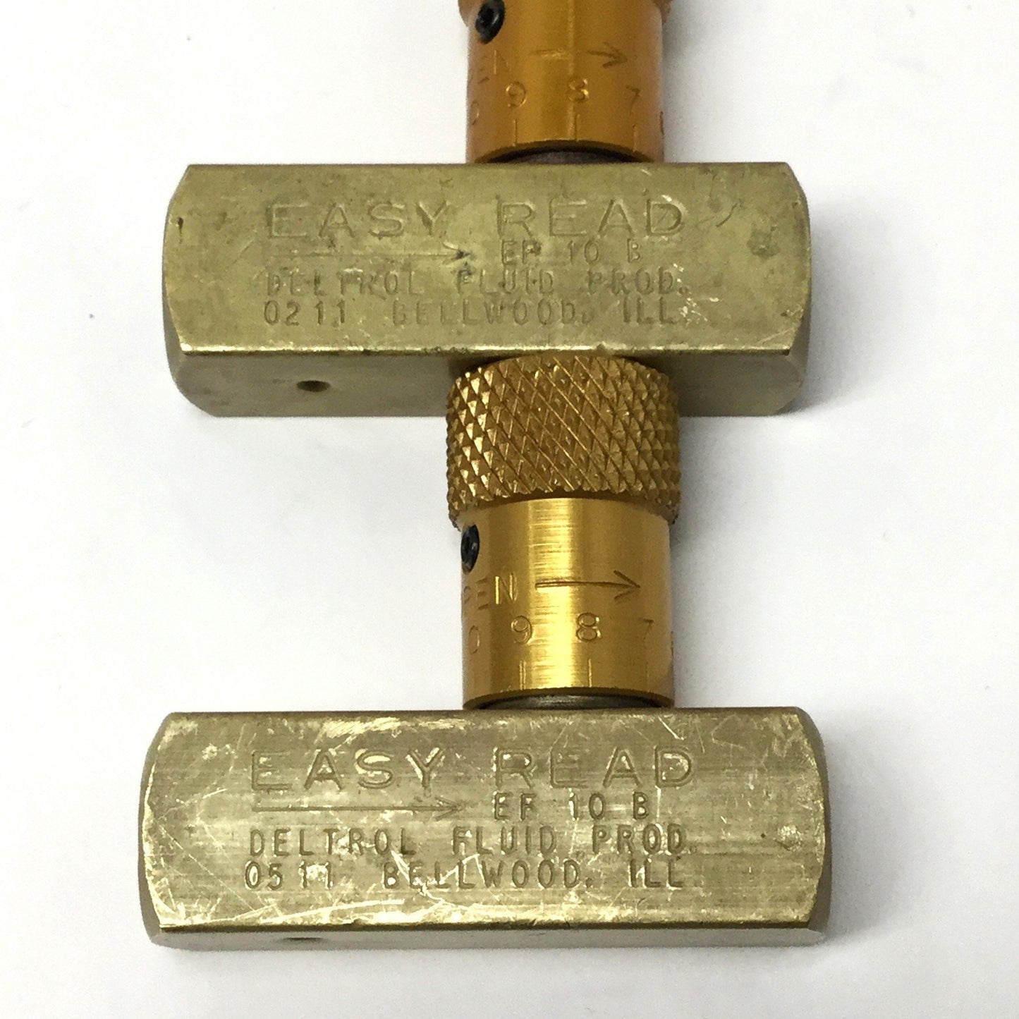 Used Lot of 2 Deltrol EF10B Easy Read Flow Control Valves 1/8" NPT, 2000psi Max, 3gpm