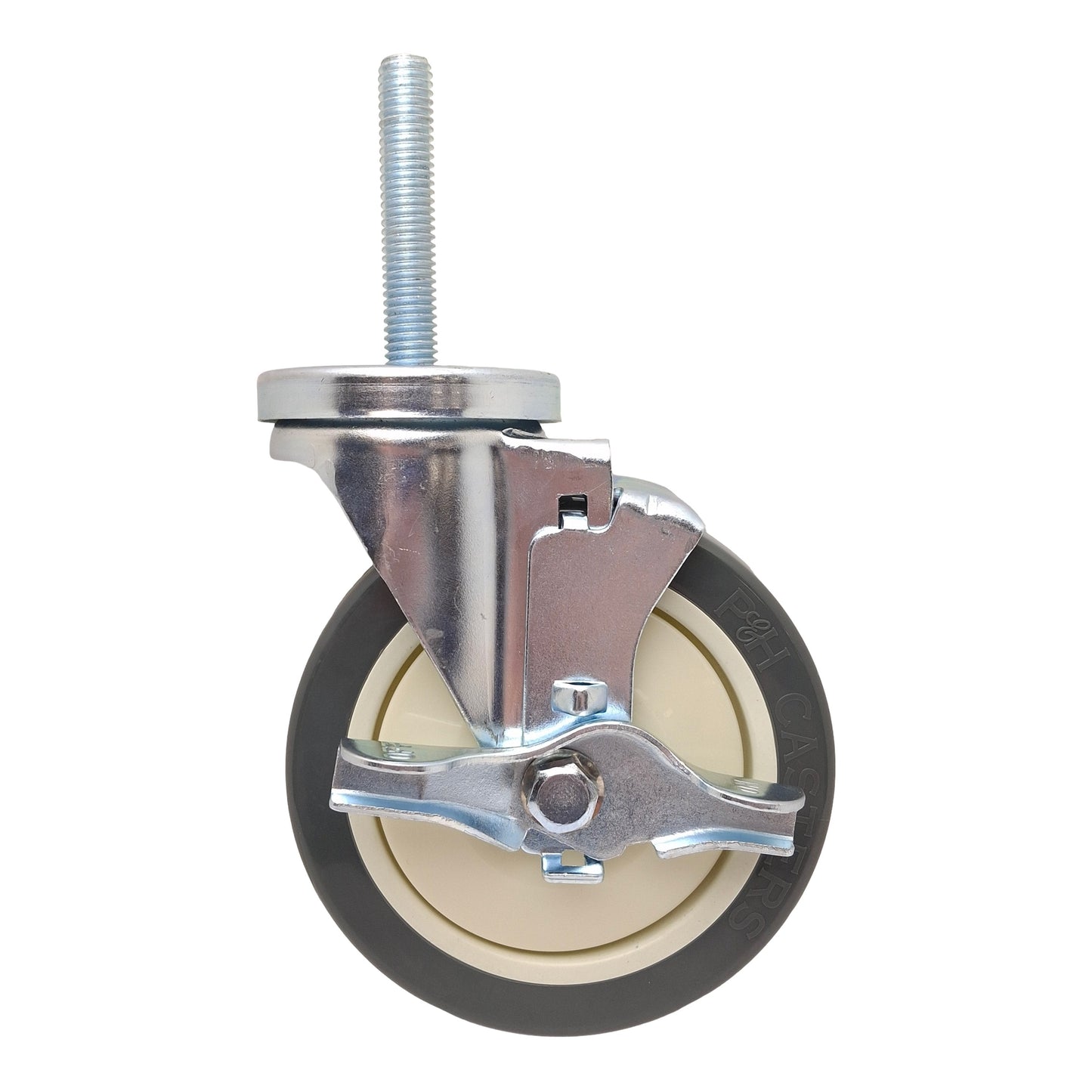 Used Lot of 4 P&H Threaded Stem Swivel Casters, ø5x1.25in Wheel, 2.75in Stem, 325lbs