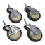 Used Lot of 4 P&H Threaded Stem Swivel Casters, ø5x1.25in Wheel, 2.75in Stem, 325lbs