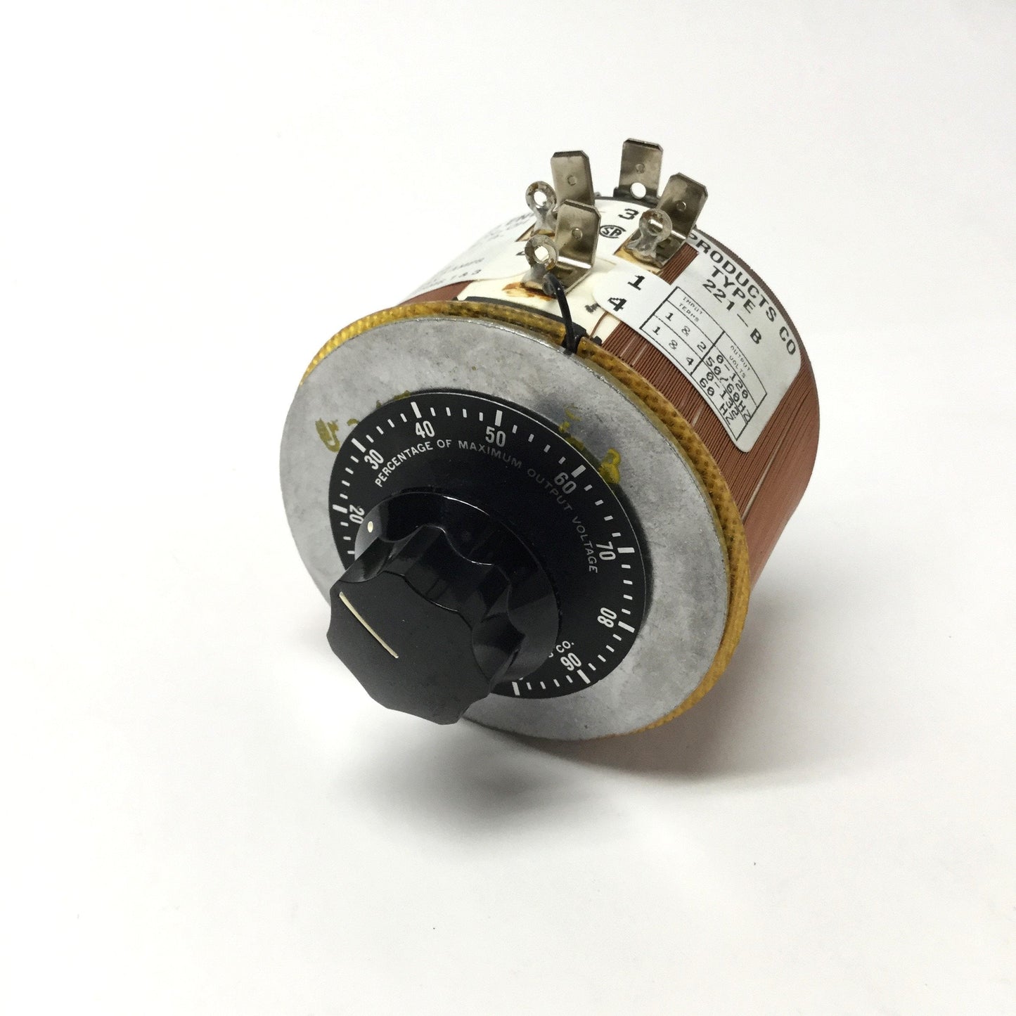 Used Staco 221-B Variable Transformer, Open Frame, 120VAC In, 0-120/132V Out, 2.5A