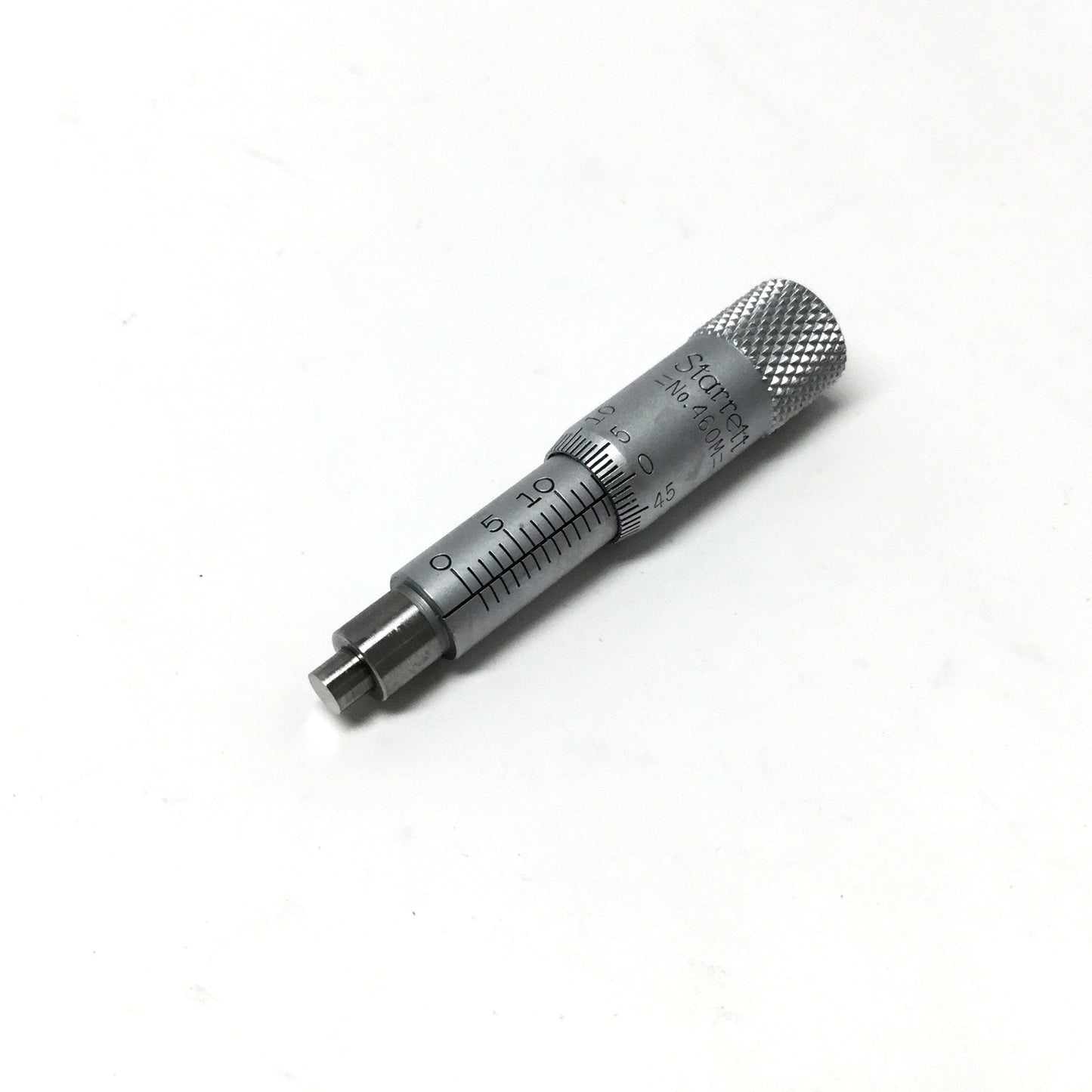 Used Starrett 460M Micrometer Head, 0-13mm Range, 0.01mm Grad, Flat Spindle Face