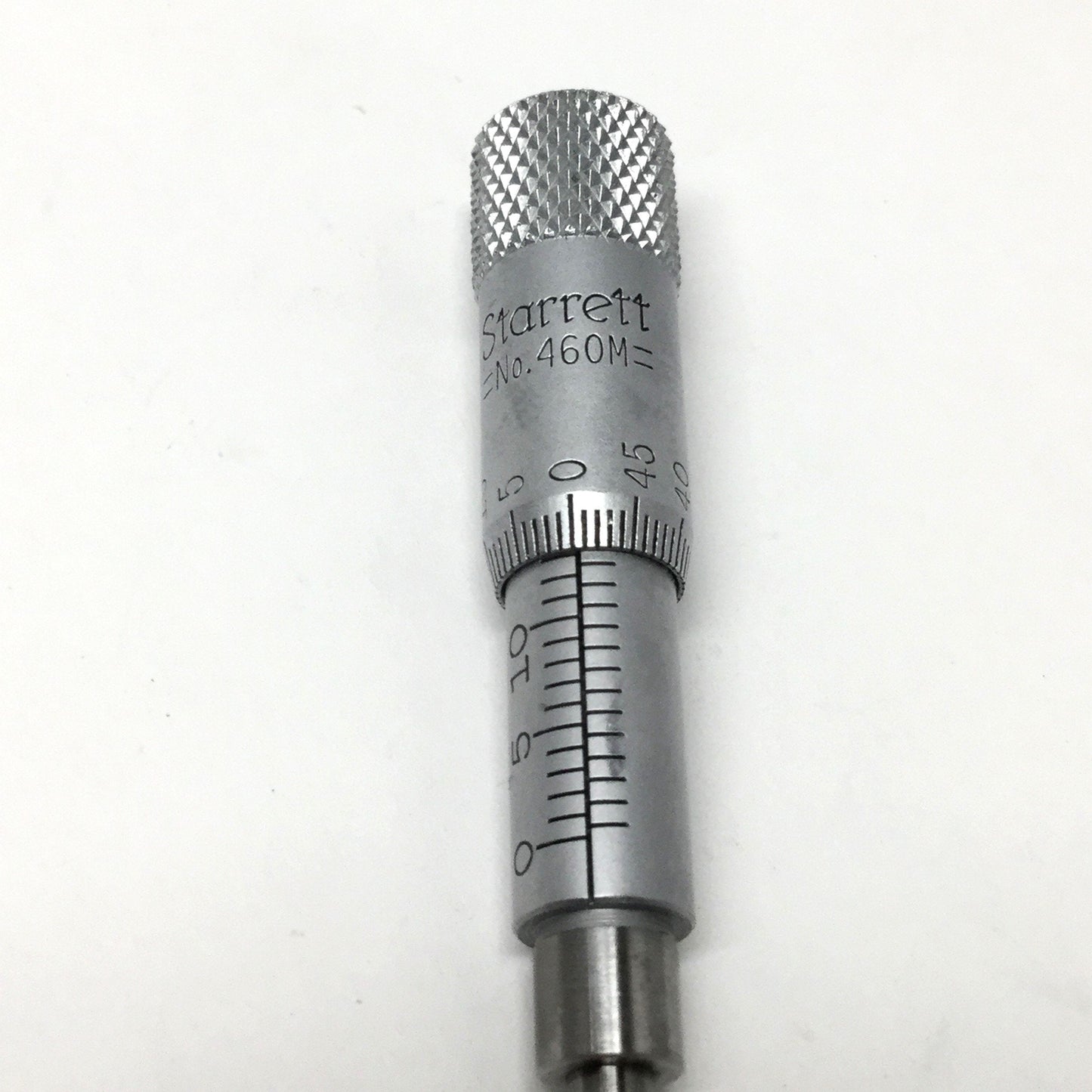 Used Starrett 460M Micrometer Head, 0-13mm Range, 0.01mm Grad, Flat Spindle Face