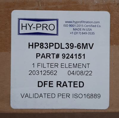 New Hypro HP83PDL39-6MV 924151 Filter Element, ø4in Bore, 38.7in L x 5.98in OD, 5µm