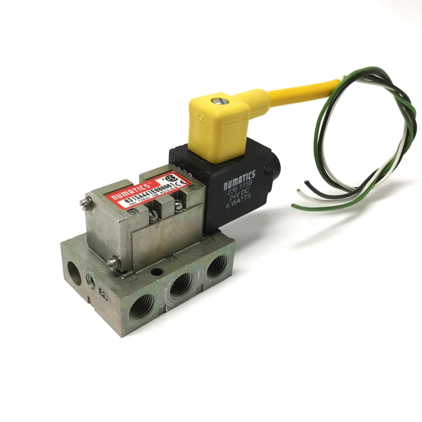 Used Numatics 031SA441E000061 Solenoid Valve, 5-Port 2-Position, 1/8" NPT, 24VDC Coil