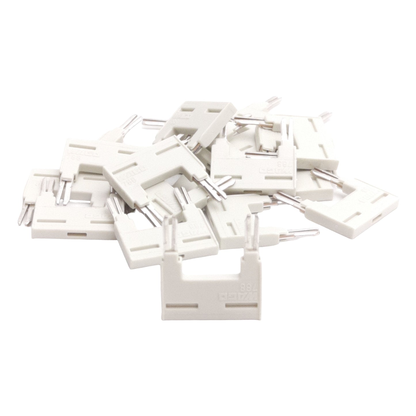 New Lot of 45 WAGO 788-113 Insulated Jumper, Light Gray, 2-Way, For Jumper Slot, 18A