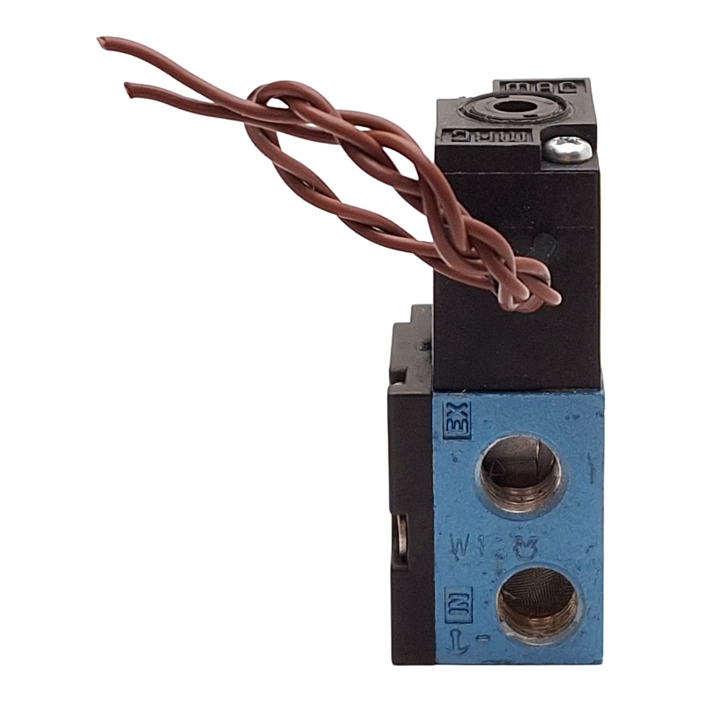Used MAC 45A-AA1-DDAA-1BA Solenoid Valve, Cv=0.15, 70-120PSI, 1/8in NPTF, 24VDC Coil