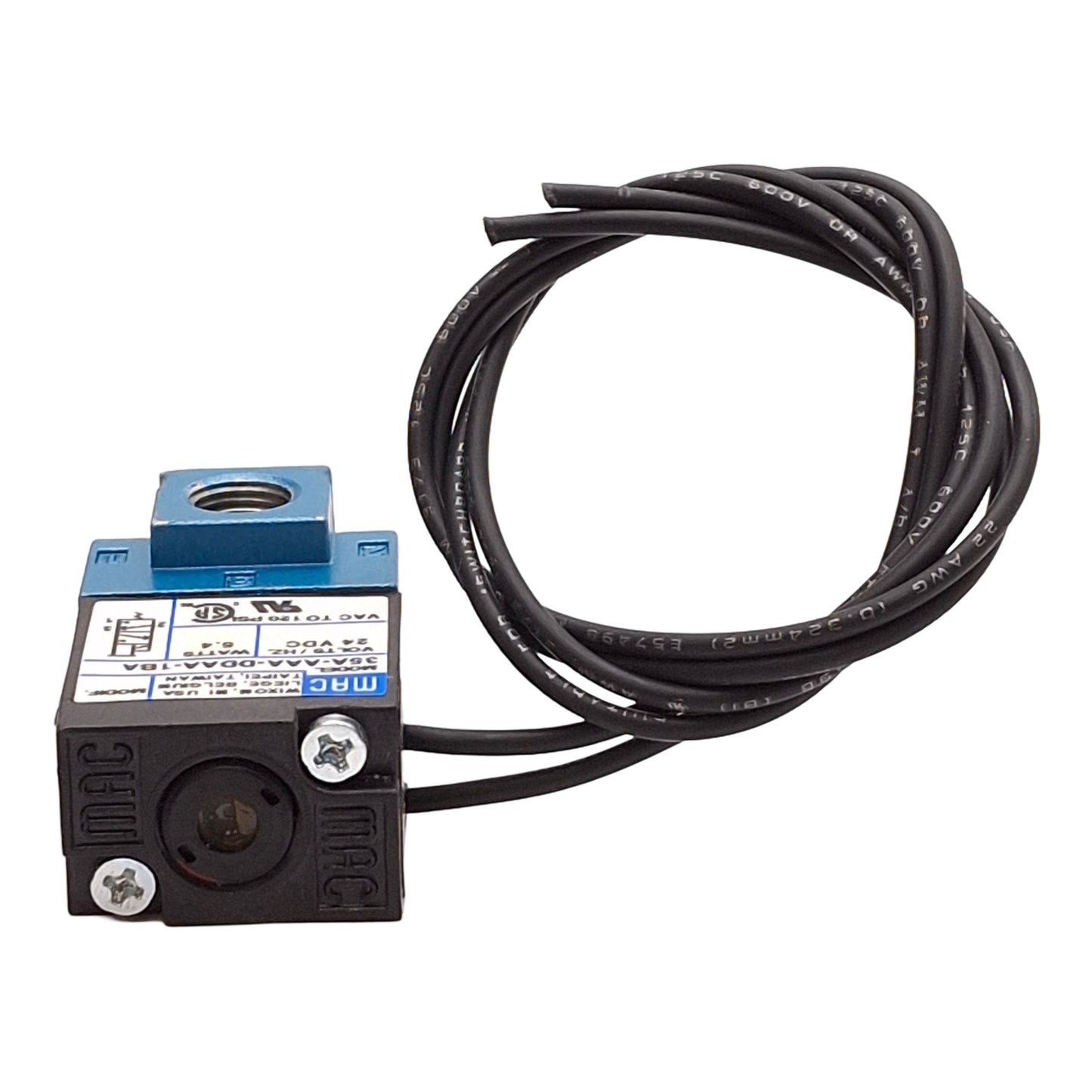 New – Open box MAC 35A-AAA-DDAA-1BA Solenoid Valve, Cv=0.17, VAC-120PSI, 1/8in NPTF, 24VDC Coil