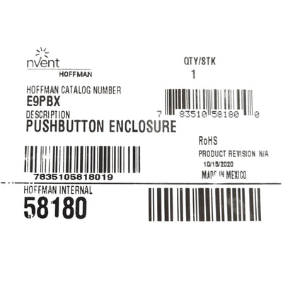 New nVent Hoffman E9PBX Pushbutton Enclosure 9-Hole ø30.5mm 9.5in x 8.25in x 4.75in