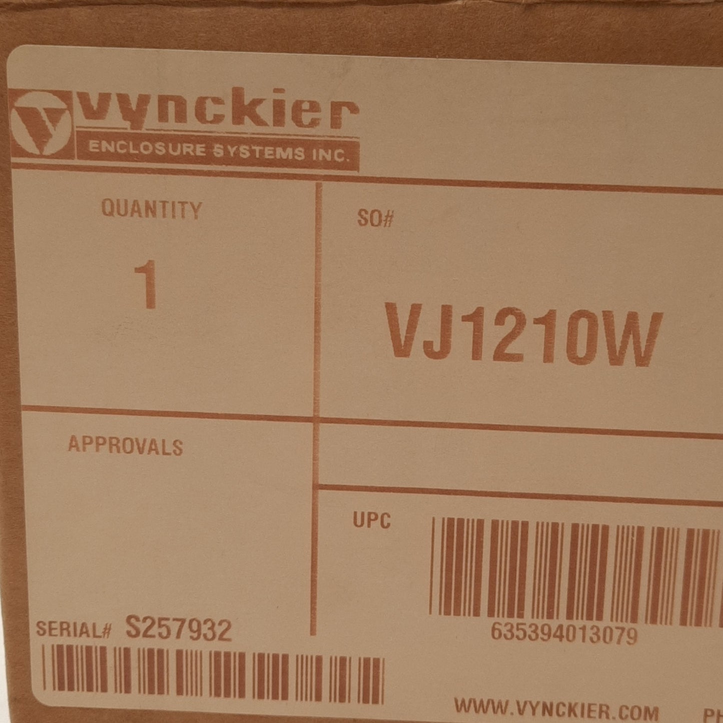 New Vynckier VJ1210W Fiberglass Enclosure VJ Series Wall Mount, 10in x 4.84in x 12in