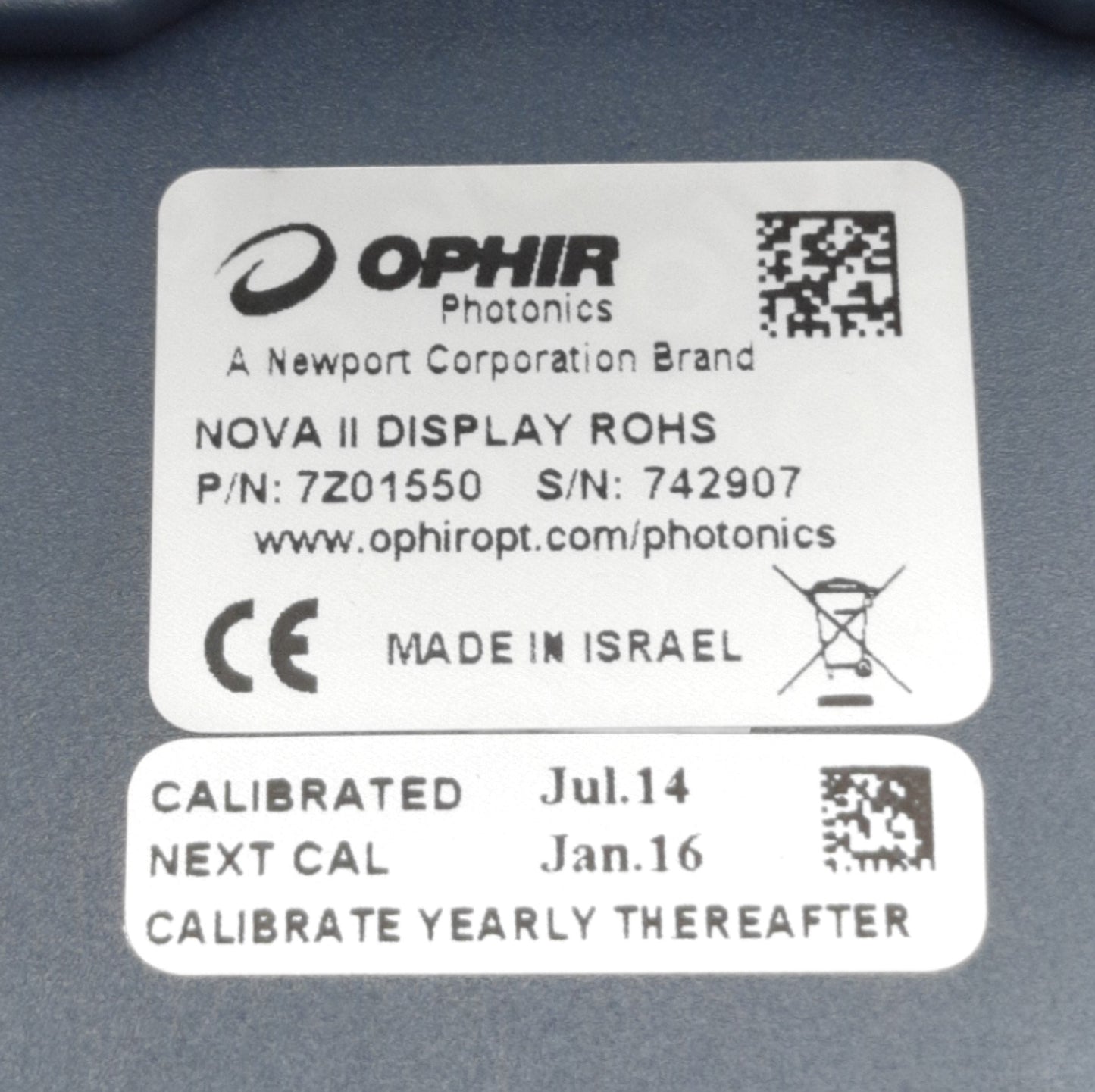 Used Ophir 7Z01550 Nova II Handheld LASER Power Meter, 1x Sensor, USB/RS232, 12VDC