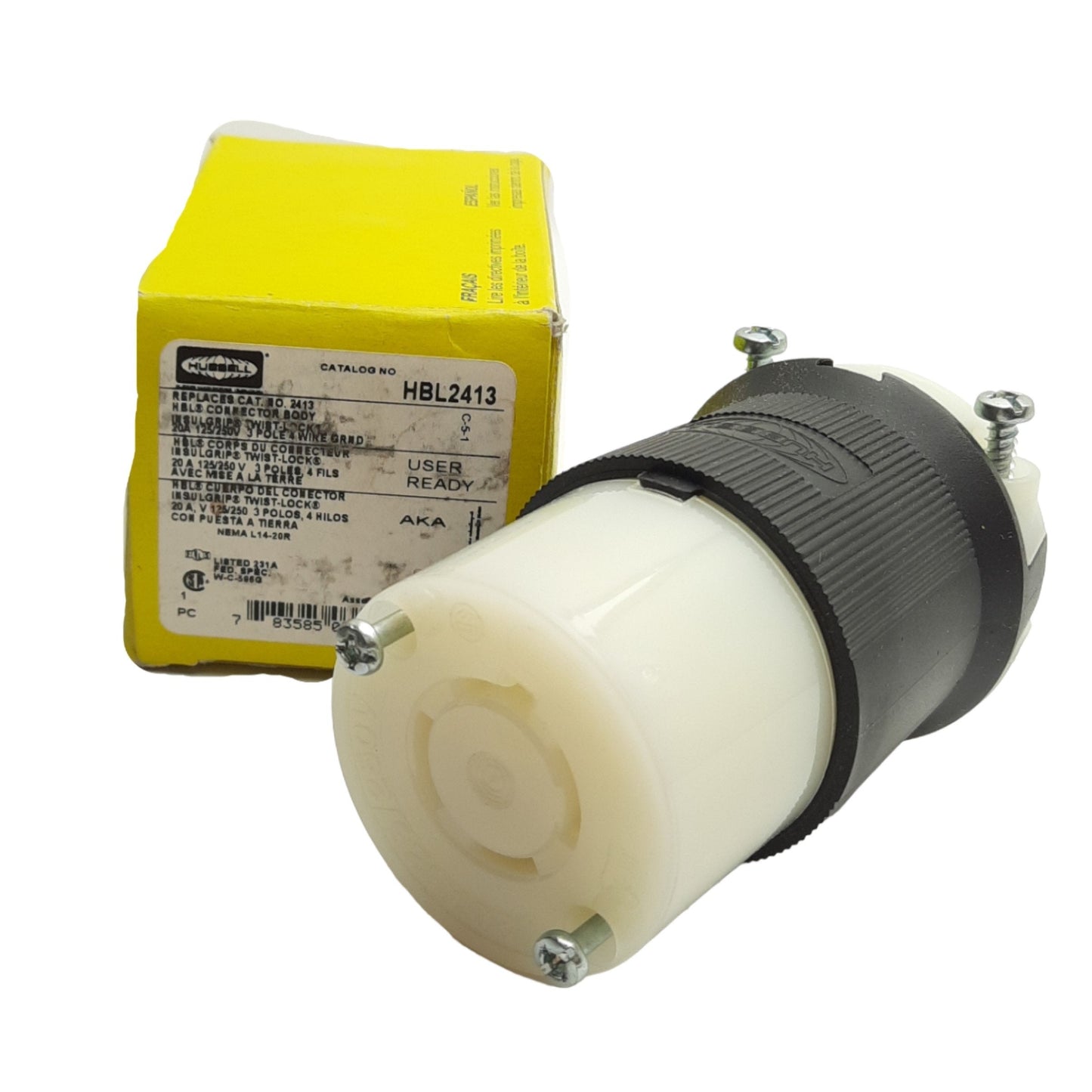 New Hubbell HBL2413 Twist Lock Connector, L14-40R Female, 125/250VAC 20A, 3-Pole 4-W