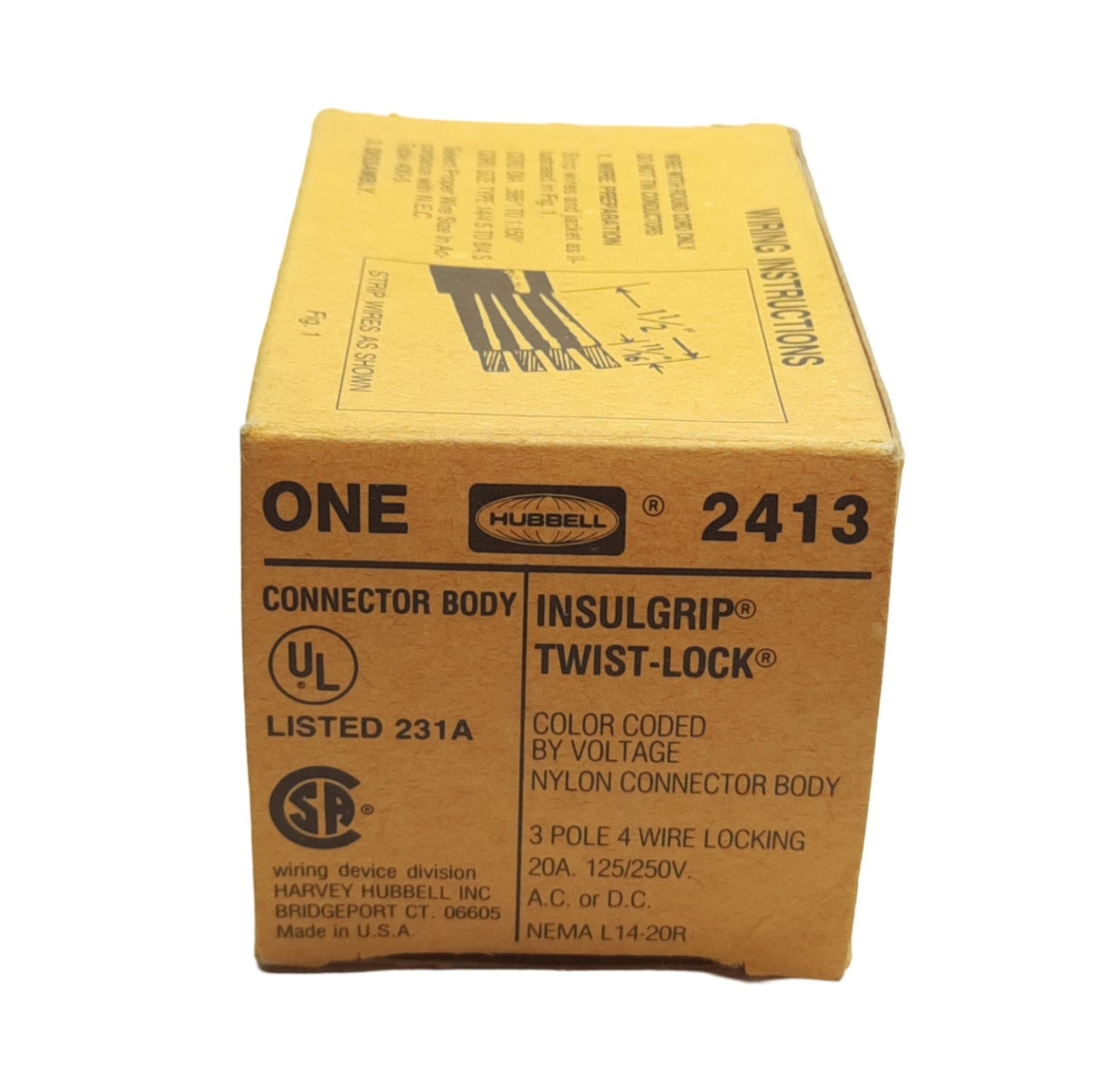 New Hubbell 2413 Twist Lock Connector, L14-40R Female, 125/250VAC 20A, 3-Pole 4-W