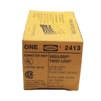 New Hubbell 2413 Twist Lock Connector, L14-40R Female, 125/250VAC 20A, 3-Pole 4-W