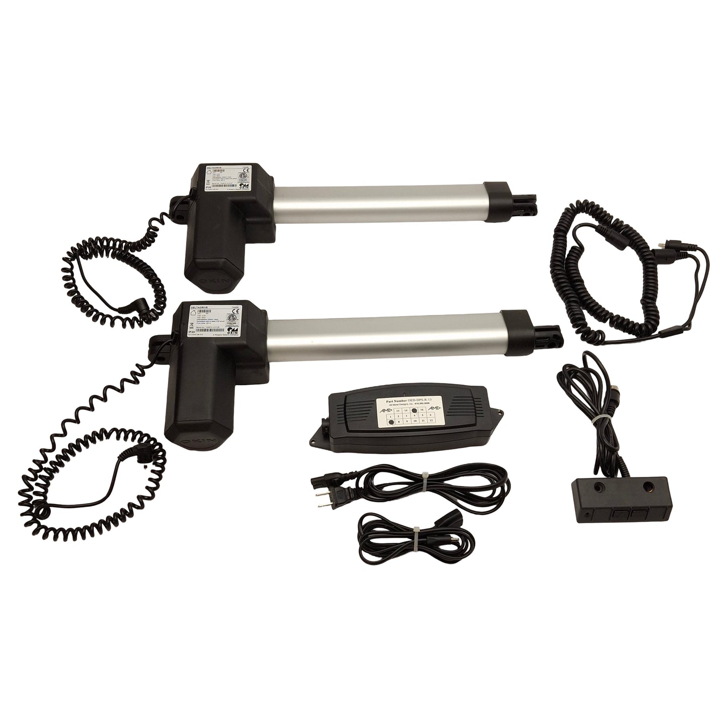 Used Okin DeltaDrive 74459 Electric Actuator Lift System, 12in Stroke, 1500N, 24VDC