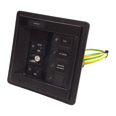 Used Blue Sea 1502 ELCI Main Circuit Breaker Panel, 2P + 1, 120VAC, 30A Main, 15A Aux