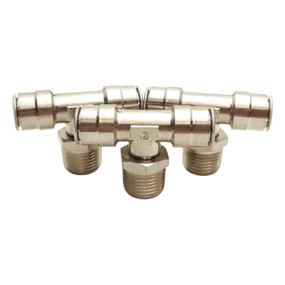 New Lot of 3 Camozzi 6430 08-08 Tee Branch, 1/2in Male NPT, 1/2in x 1/2in P2C, 10Bar