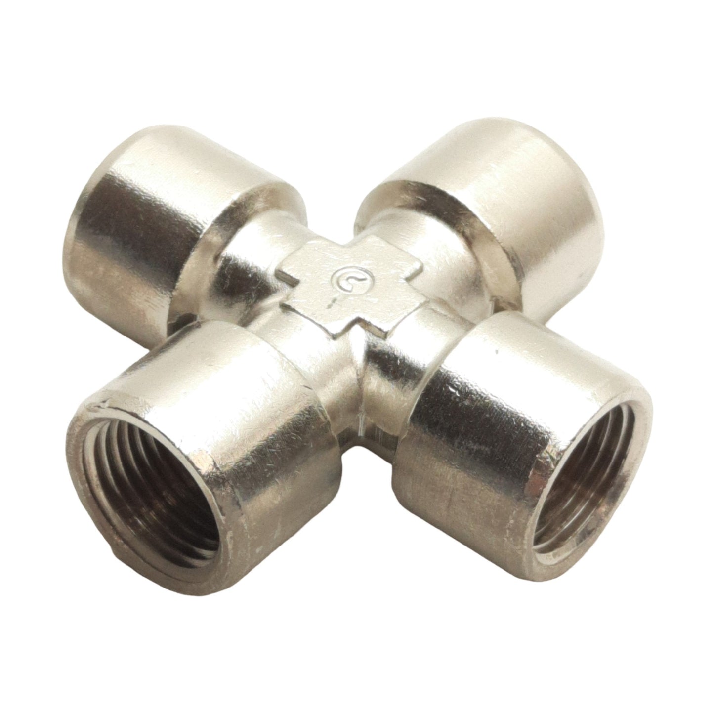 New Lot of 7 Camozzi 2033 06-00 Pipe Cross, 3/8" x 3/8" x 3/8" x 3/8" Female NPTF